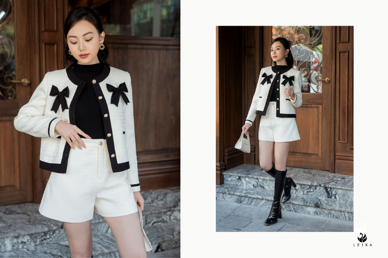 Quần short tweed túi chéo Quần short tweed túi chéo