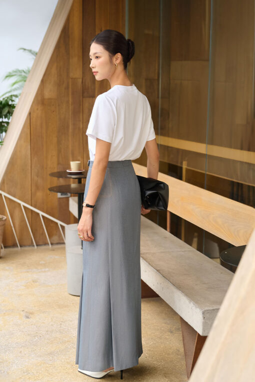 Chân váy dài xếp ly gấu đai cạp TT