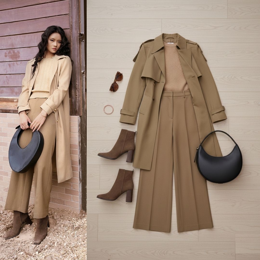 Quần suông túi chéo cách điệu, đính cúc quần suông