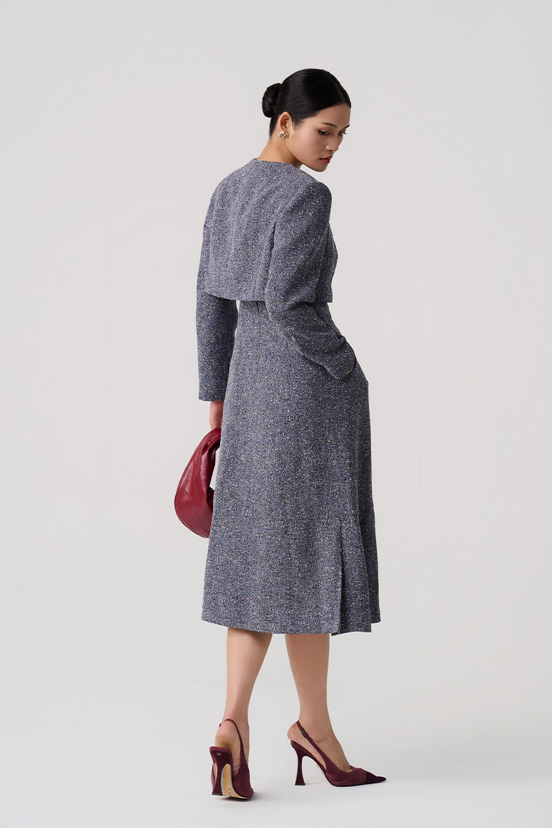 Áo khoác tweed lửng cổ cài cúc Áo khoác tweed lửng cổ cài cúc