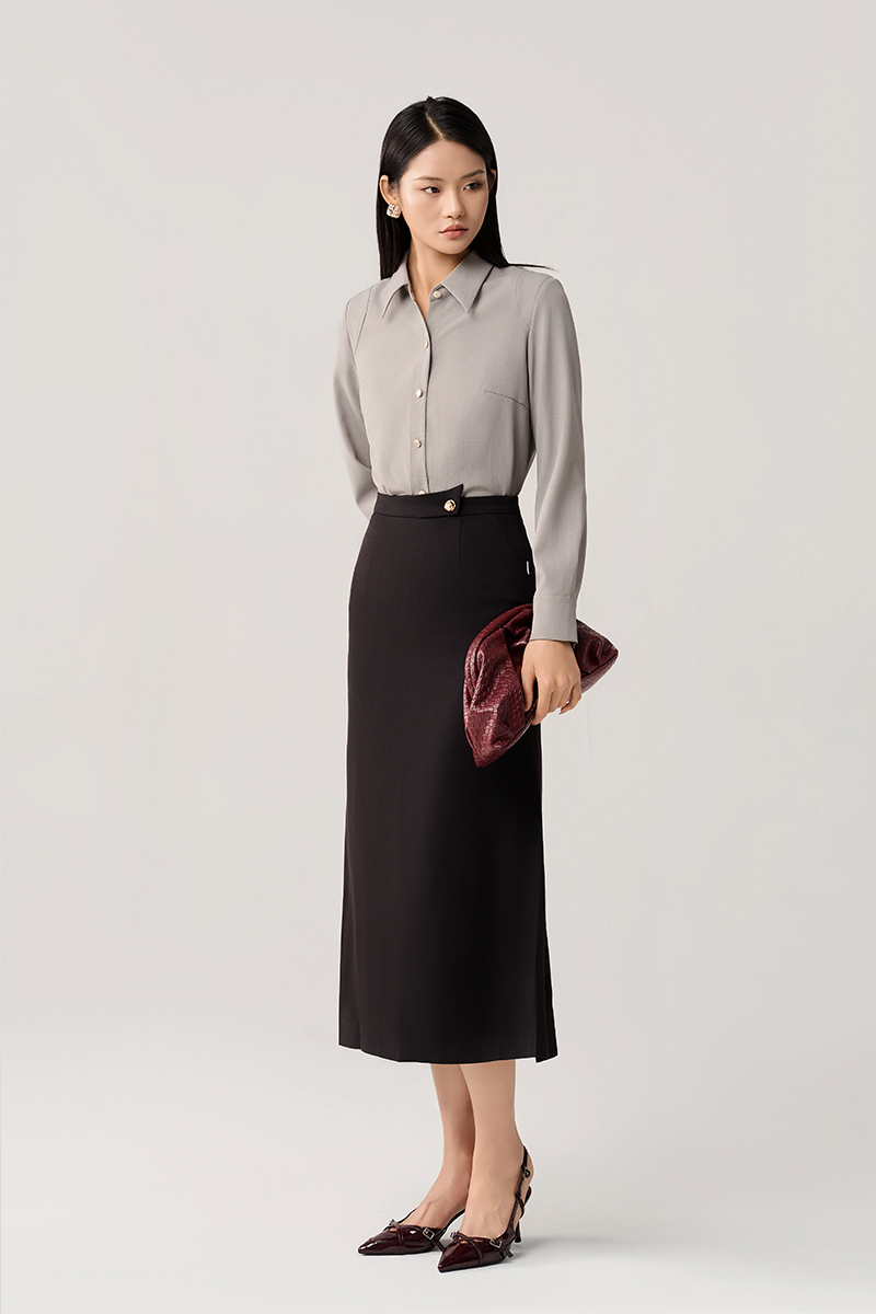 Chân váy dài cạp bong cách điệu Chân váy dài cạp bong cách điệu