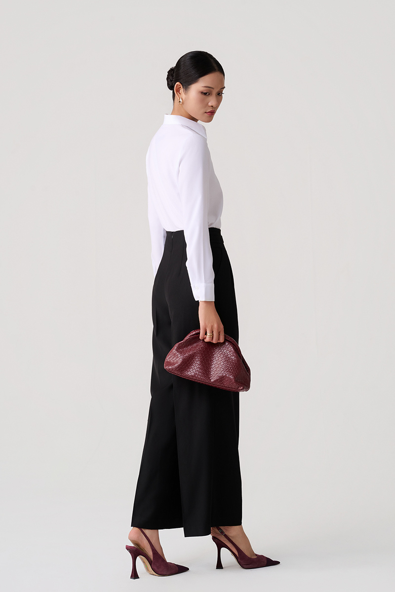 Quần suông cạp cao can sườn túi chéo Quần suông cạp cao can sườn túi chéo