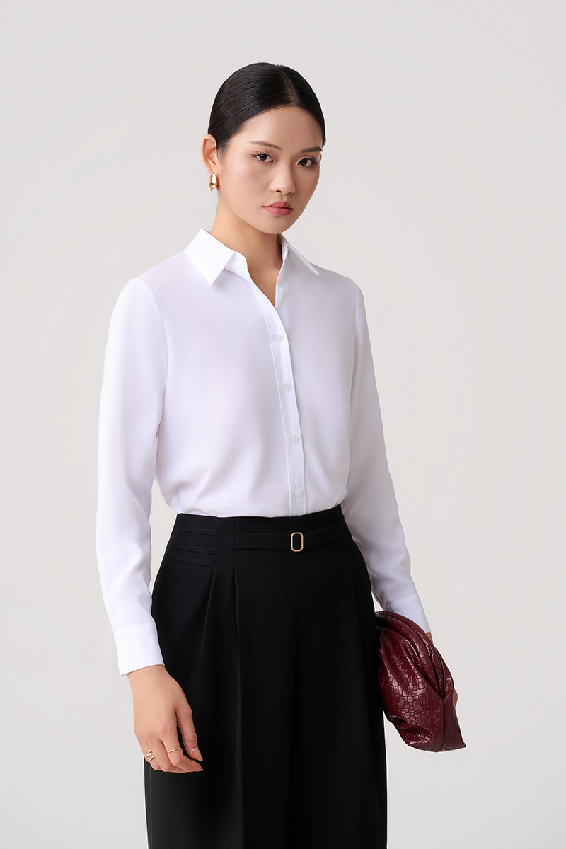 Quần suông cạp cao can sườn túi chéo Quần suông cạp cao can sườn túi chéo