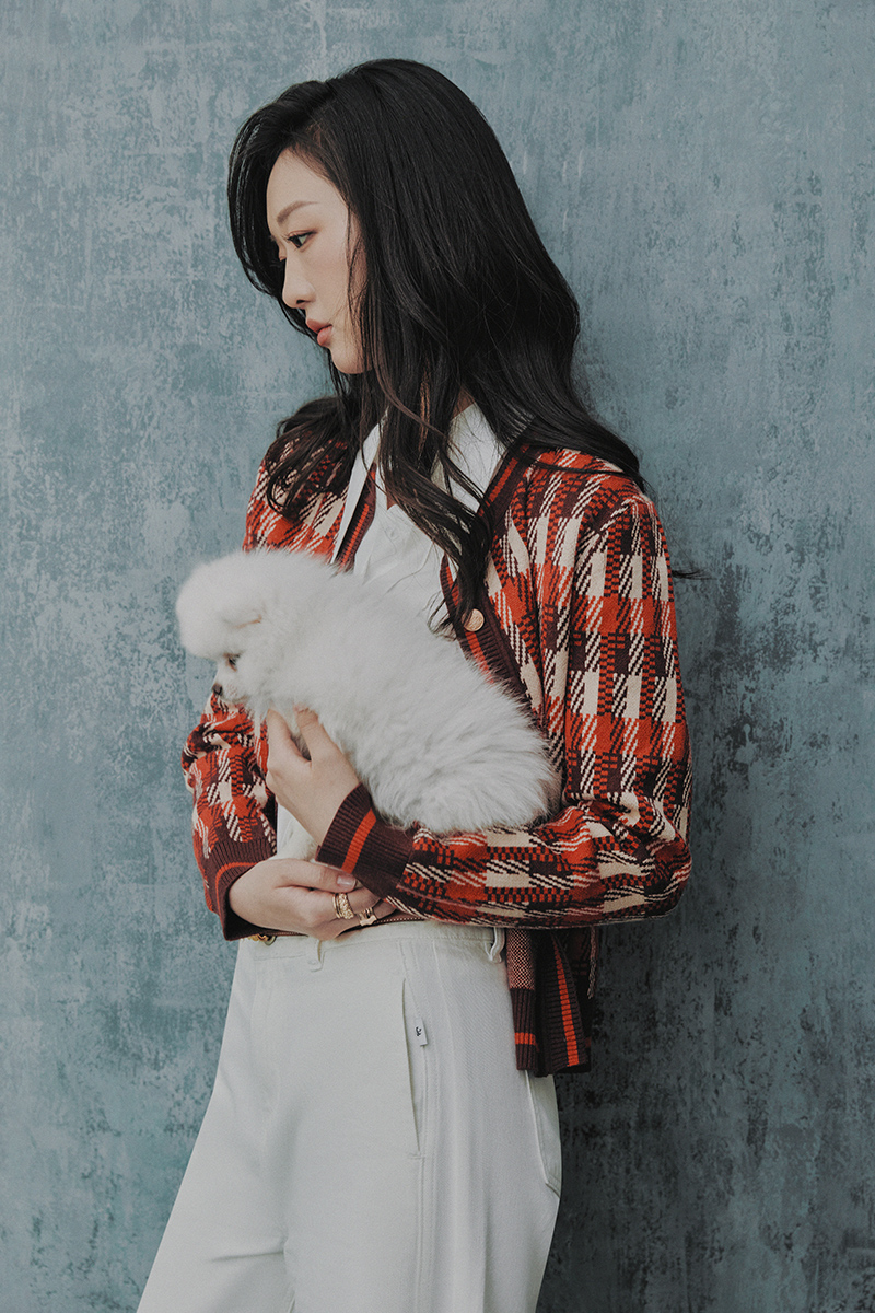 Áo khoác len dệt hoạ tiết cơi giả Áo khoác len dệt hoạ tiết cơi giả