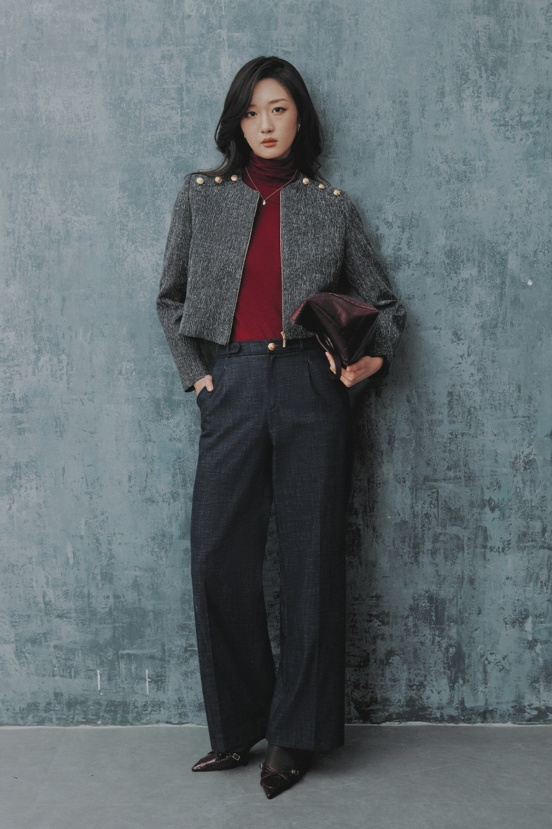 Áo khoác tweed cài khoá đính cúc TT Áo khoác tweed cài khoá đính cúc TT