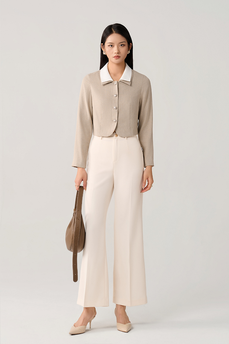 Áo kiểu DT croptop cổ đôi phối Áo kiểu DT croptop cổ đôi phối