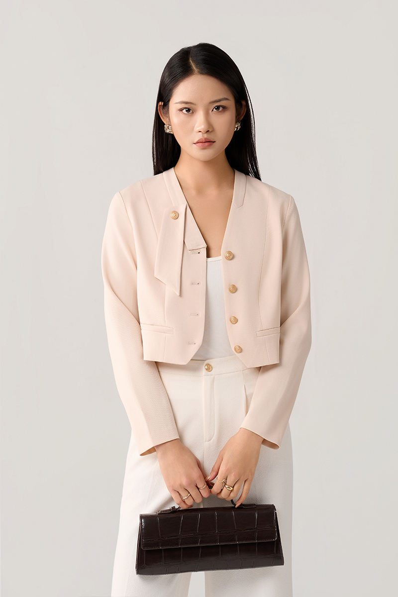 Áo kiểu DT croptop v gấu vạt cổ gập Áo kiểu DT croptop v gấu vạt cổ gập