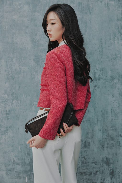 Áo kiểu tweed DT can thân tua rua