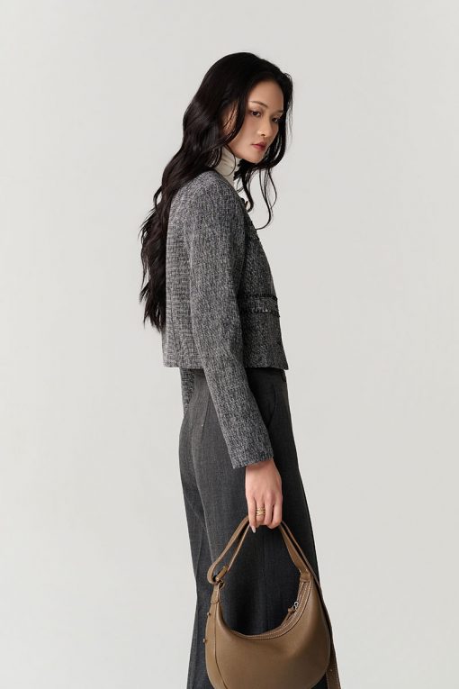 Áo kiểu tweed DT can thân tua rua