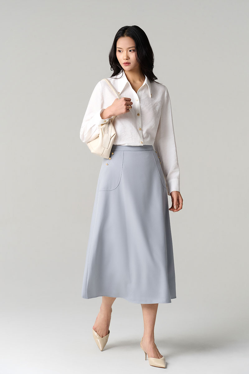 Chân váy xoè túi ốp chéo đính cúc TT Chân váy xoè túi ốp chéo đính cúc TT