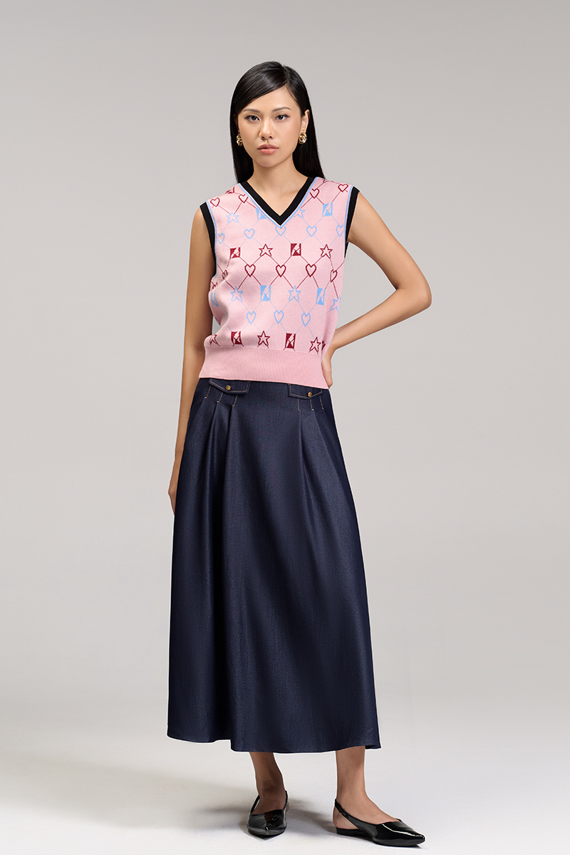 Chân váy xoè xếp ly hông diễu chỉ Chan vay xoe xep ly hong dieu chi