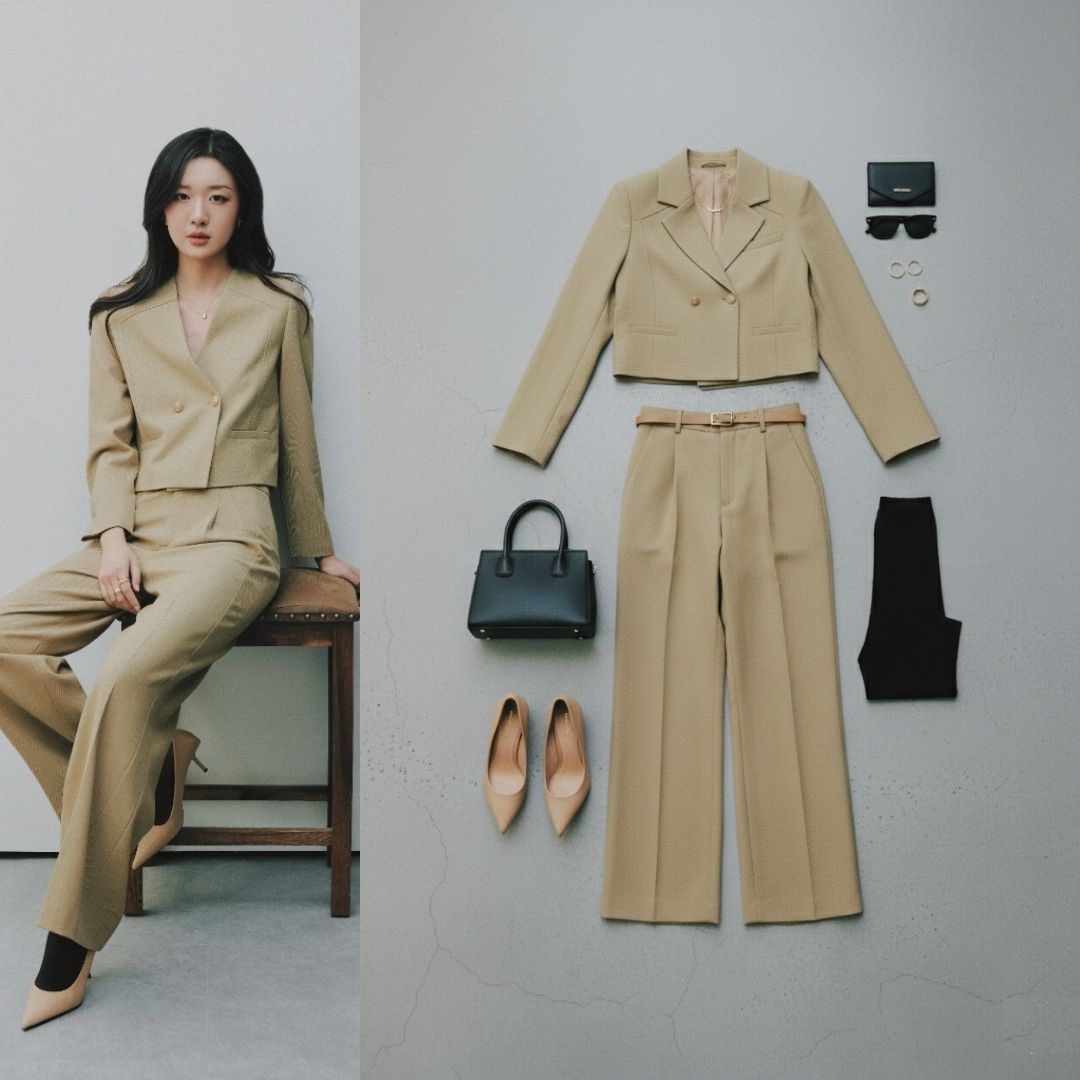 Áo vest cổ V can chéo TS đính cúc áo vest cổ V