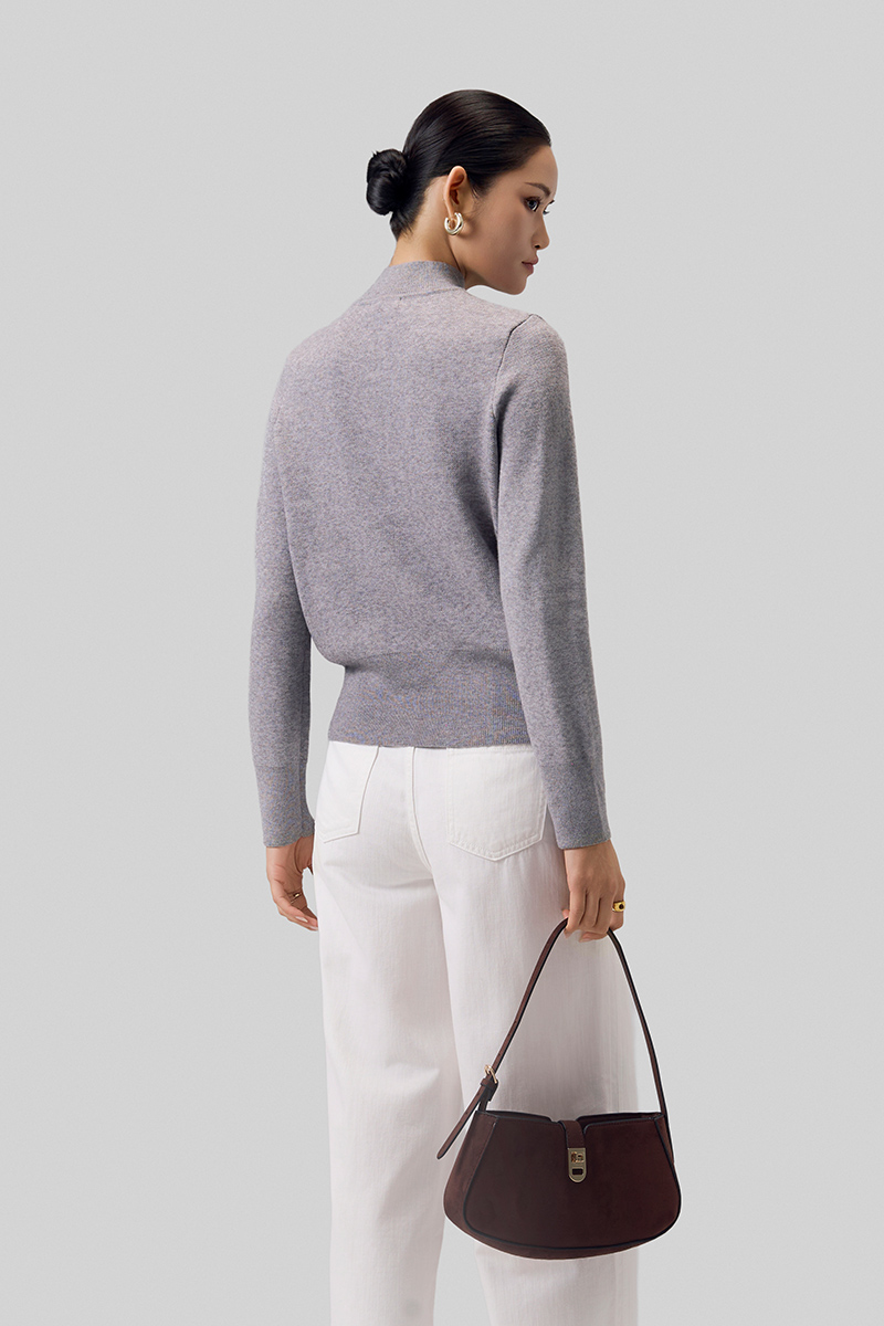 Áo Len DT cổ cao dệt phối hình thoi Áo Len DT cổ cao dệt phối hình thoi