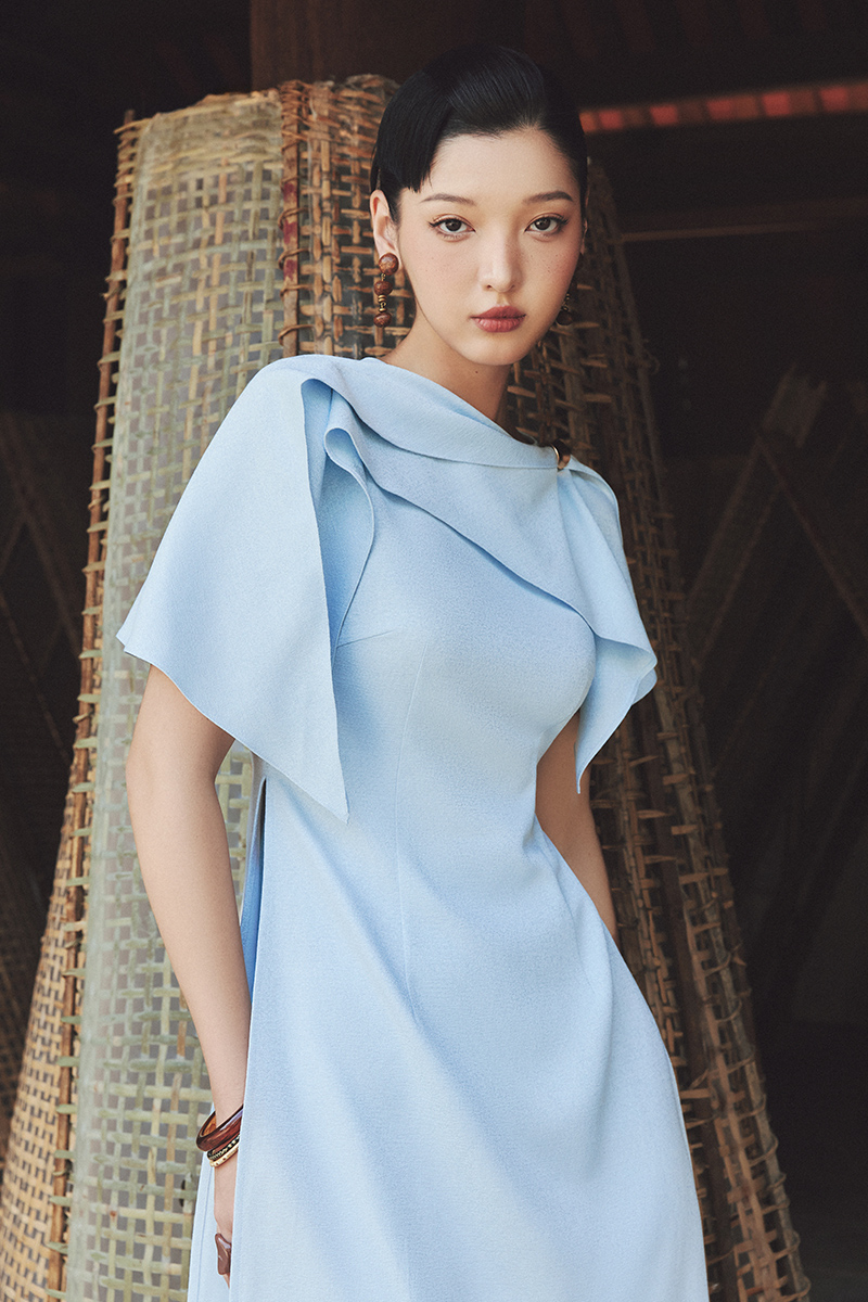 Áo dài xanh phối tay Áo dài xanh phối tay