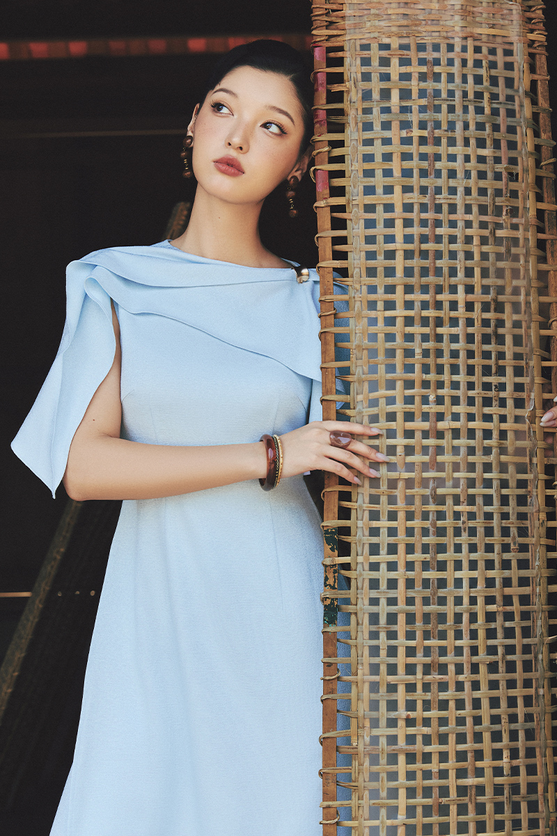 Áo dài xanh phối tay Áo dài xanh phối tay