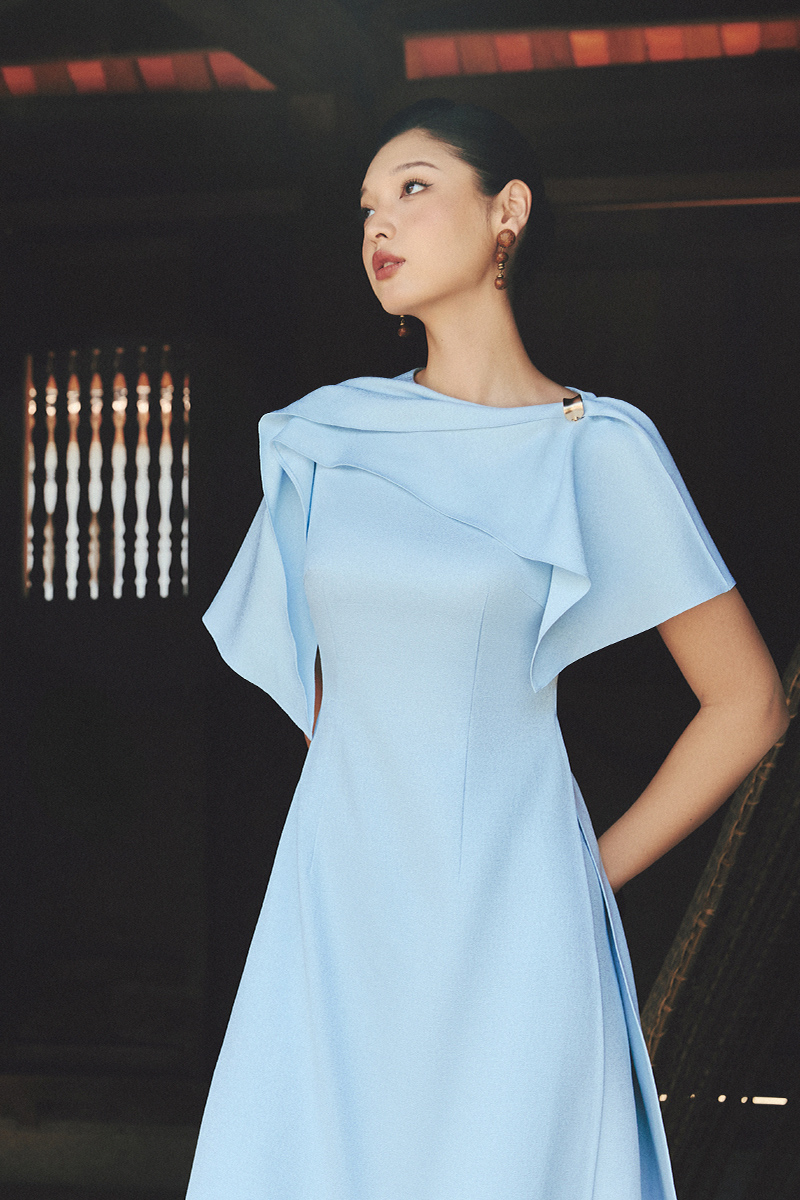 Áo dài xanh phối tay Áo dài xanh phối tay