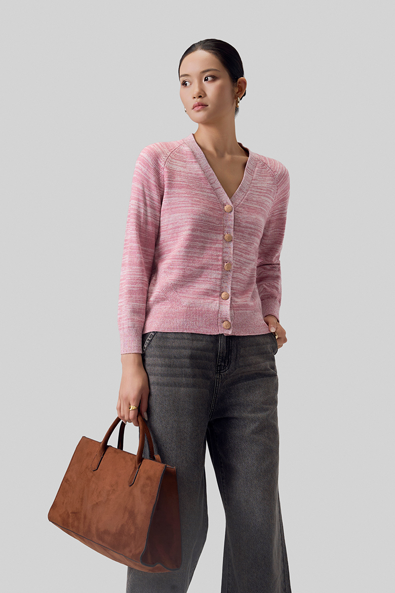 Áo khoác len tay raglan cổ V 5 cúc Áo khoác len tay raglan cổ V 5 cúc