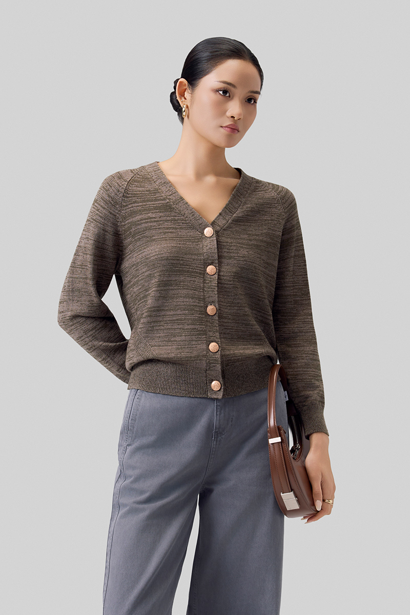 Áo khoác len tay raglan cổ V 5 cúc Áo khoác len tay raglan cổ V 5 cúc