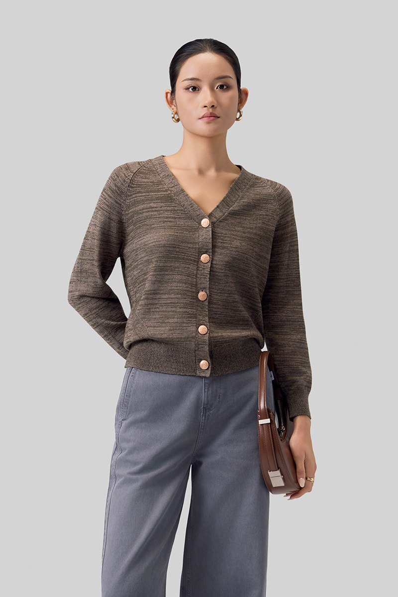 Áo khoác len tay raglan cổ V 5 cúc Áo khoác len tay raglan cổ V 5 cúc