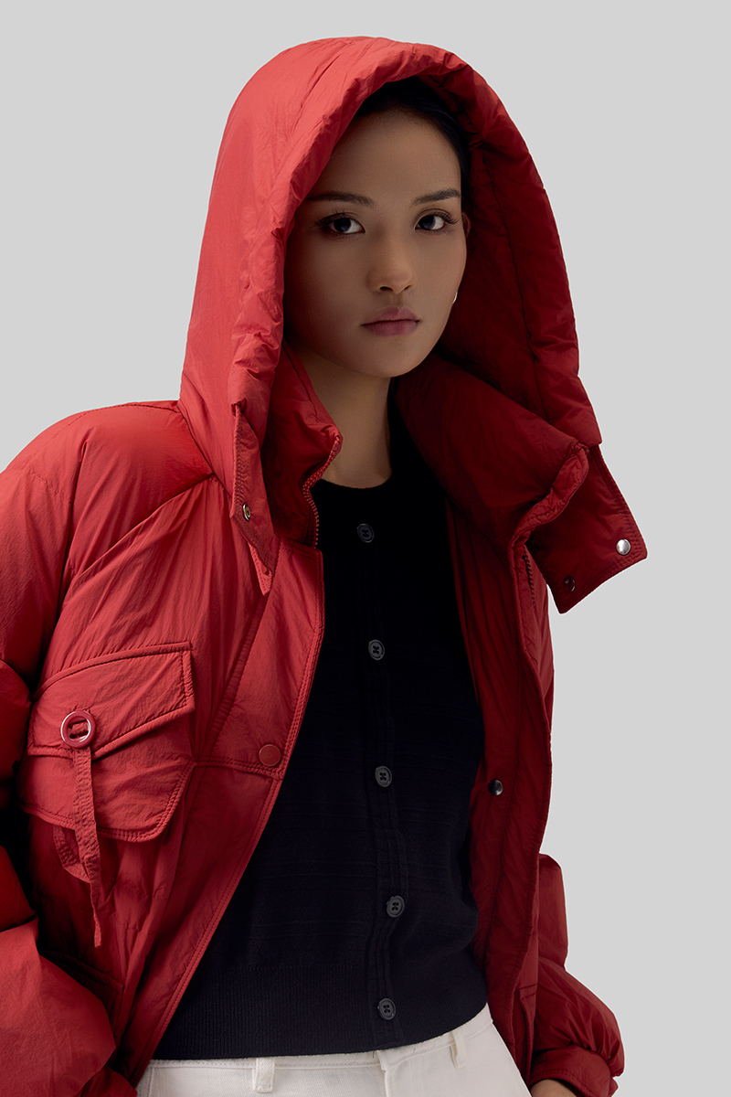 Áo khoác phao dáng lửng eo rút dây Áo khoác phao dáng lửng eo rút dây