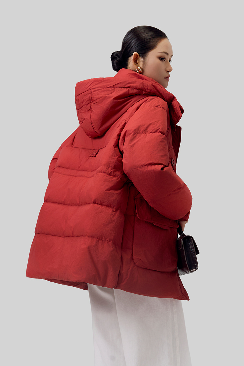 Áo khoác phao dáng lửng eo rút dây Áo khoác phao dáng lửng eo rút dây