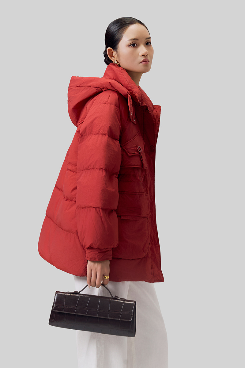 Áo khoác phao dáng lửng eo rút dây Áo khoác phao dáng lửng eo rút dây