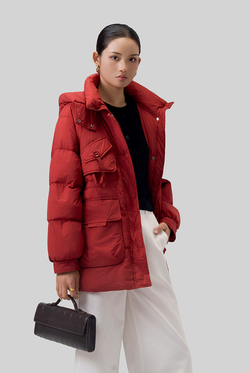 Áo khoác phao dáng lửng eo rút dây Áo khoác phao dáng lửng eo rút dây