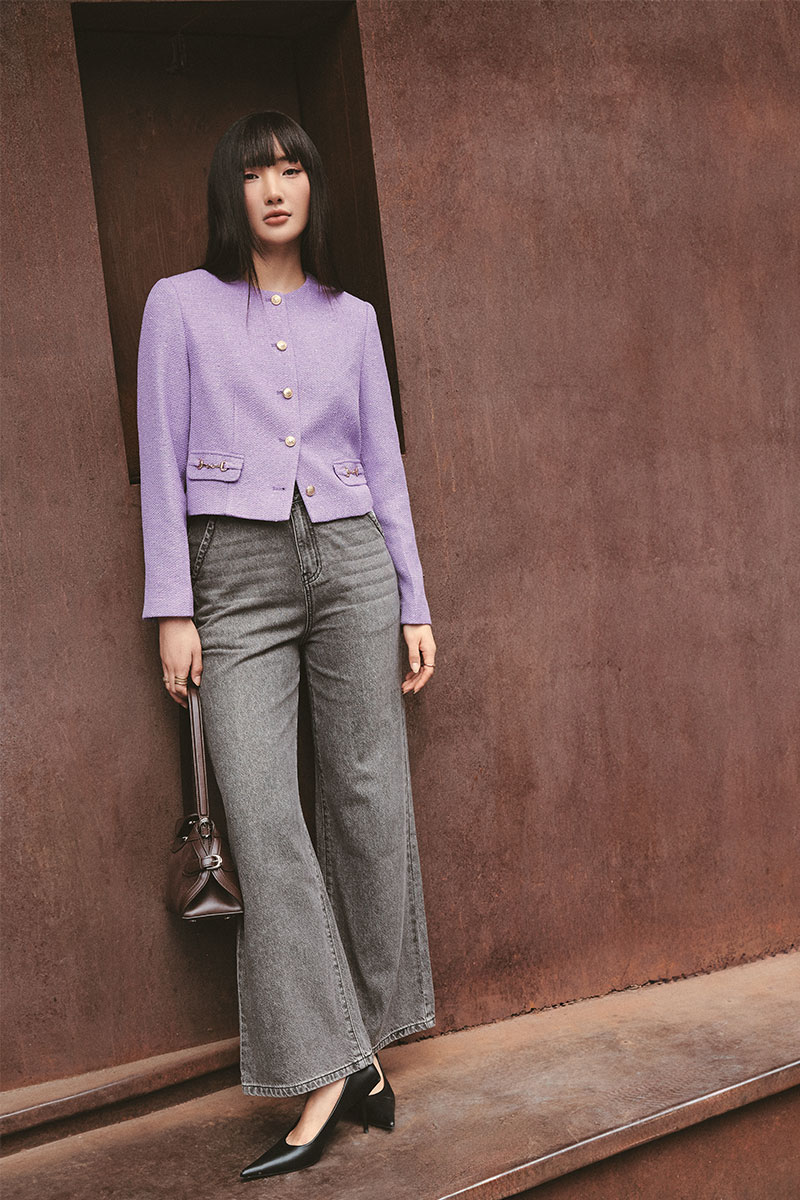 Áo khoác tweed croptop nắp túi kẹp D Áo khoác tweed croptop nắp túi kẹp D