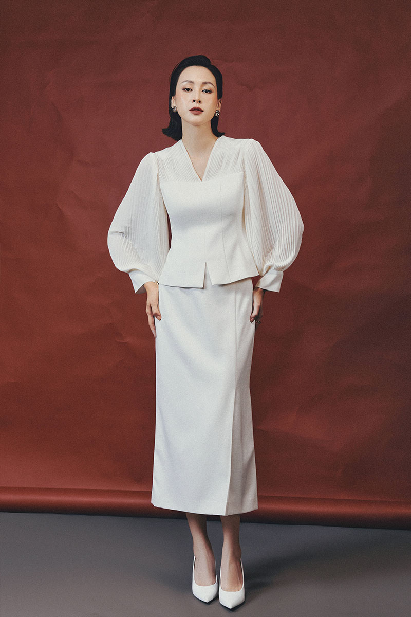 Áo kiểu DT tay bồng xếp Áo kiểu DT tay bồng xếp