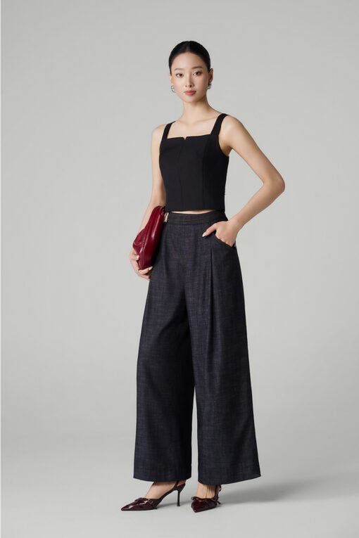 Quần suông denim đai luồn D TT