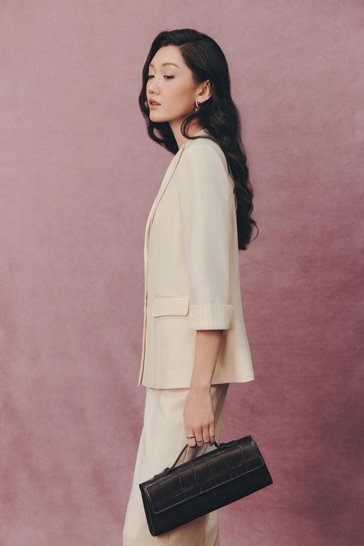 Áo vest LT cổ phối kẻ, tay lơ vê