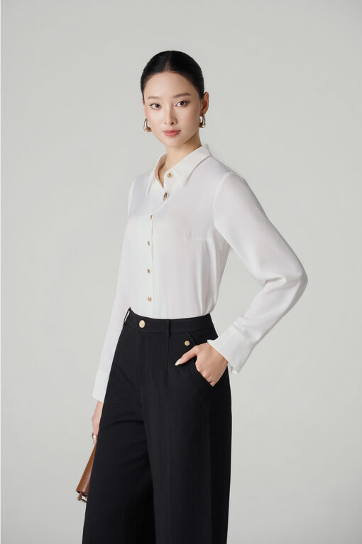 Sơ mi DT nẹp áo cách điệu