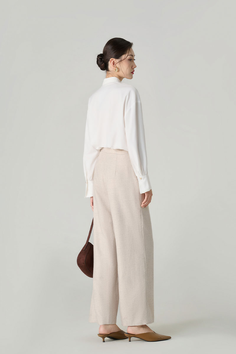 Sơ mi DT vai rơi măng sét loe điệu Sơ mi DT vai rơi măng sét loe điệu