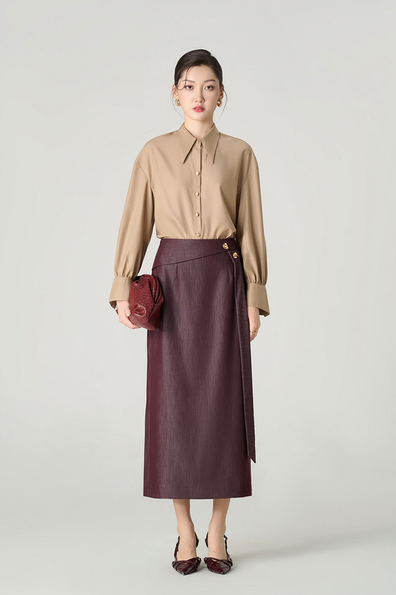 Sơ mi DT vai rơi măng sét loe điệu Sơ mi DT vai rơi măng sét loe điệu