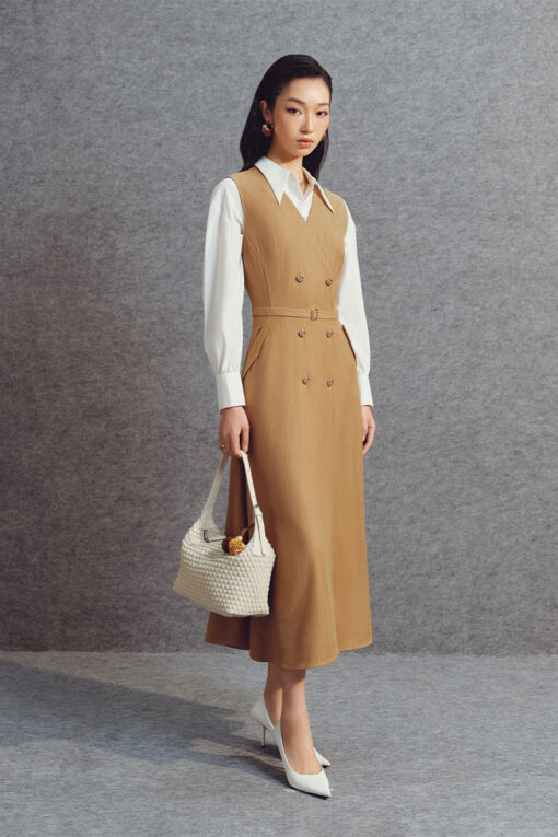 Đầm xoè SN cổ V đai eo
