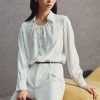 Sơ mi DT họng cổ nhúm buộc dây Sơ mi DT họng cổ nhúm buộc dây