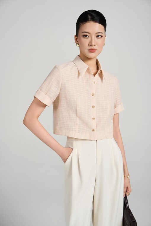 Sơ mi CT croptop tay lơ vê vát