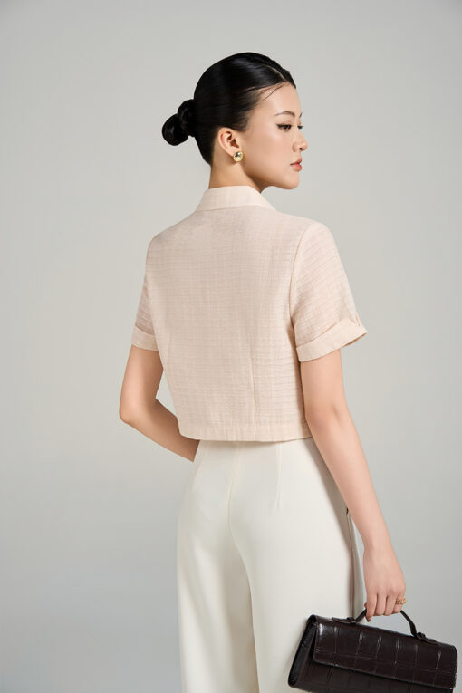 Sơ mi CT croptop tay lơ vê vát