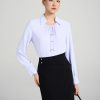 Sơ mi DT họng cổ nhúm buộc dây