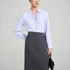 Sơ mi DT họng cổ nhúm buộc dây Chân váy dài bong hông xẻ trước