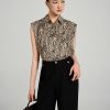 Sơ mi SN vai chờm hoạ tiết da báo