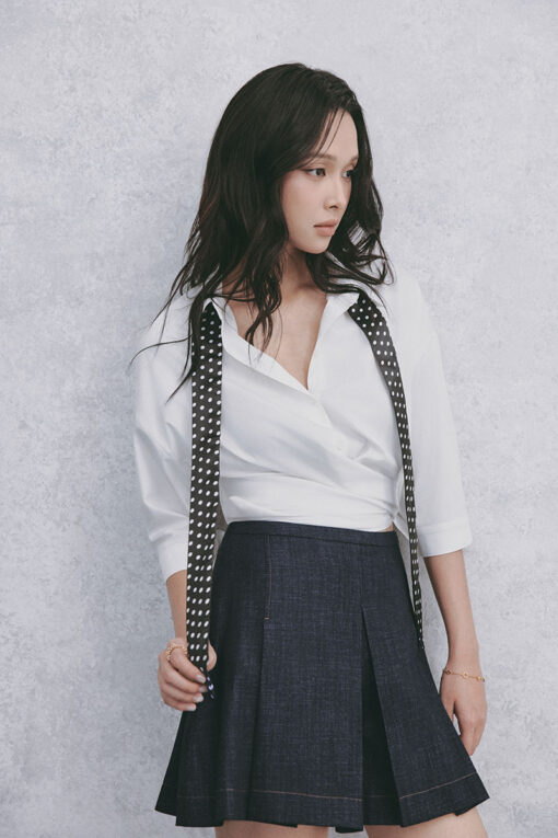 Sơ mi LT croptop gấu vặn xoắn