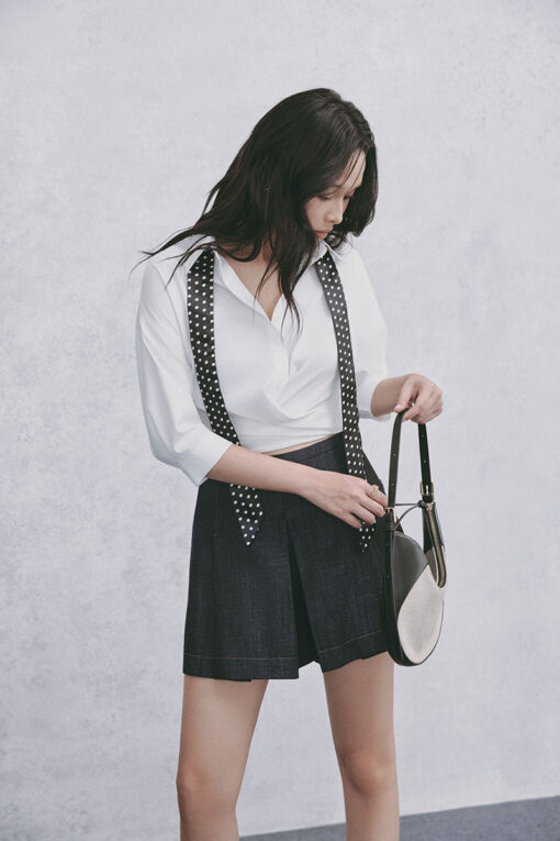 Sơ mi LT croptop gấu vặn xoắn