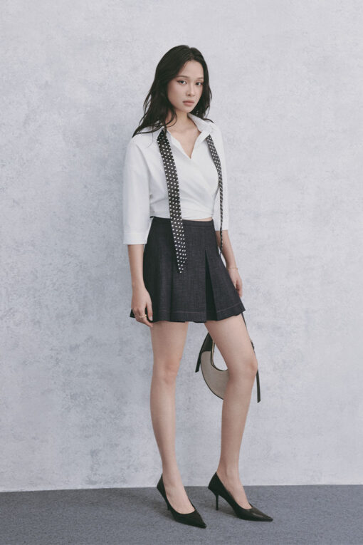 Sơ mi LT croptop gấu vặn xoắn