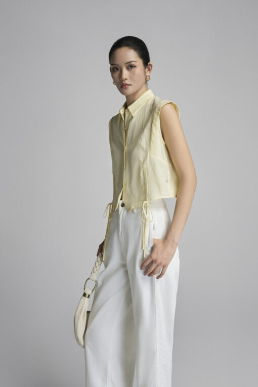 Sơ mi SN croptop V, gấu kẹp dây