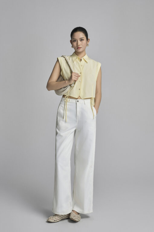 Sơ mi SN croptop V, gấu kẹp dây