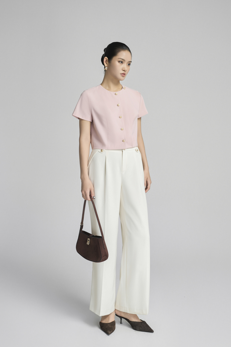 Sơ mi kiểu CT croptop can bèo lệch thân Sơ mi kiểu CT croptop can bèo lệch thân
