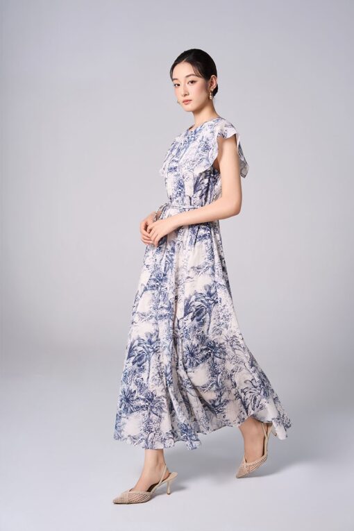New arrivals Đầm xoè hoạ tiết bong vai can bổ thân
