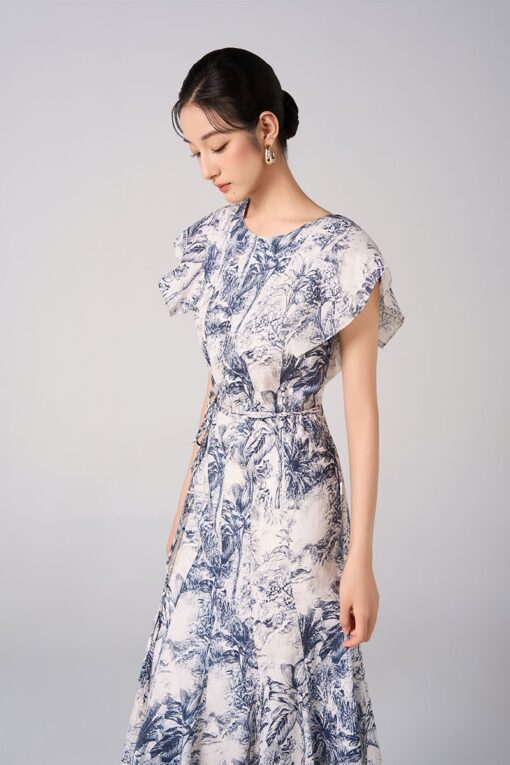 New arrivals Đầm xoè hoạ tiết bong vai can bổ thân