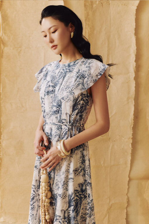 New arrivals Đầm xoè hoạ tiết bong vai can bổ thân